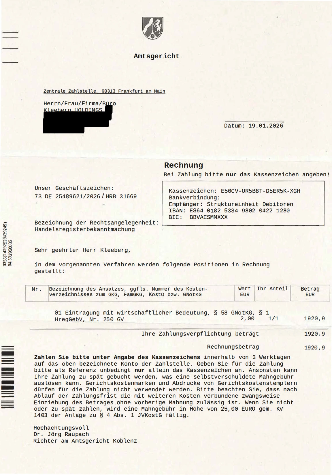 Original-Schreiben der Verbrecher